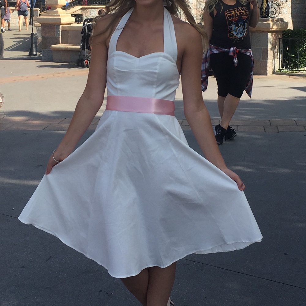 White Dress with Pink Bow